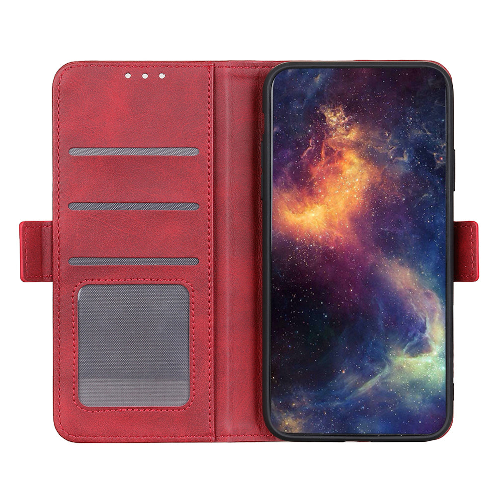 Anti-scratch Shockproof Magnetic Clasp Leather Phone Case Shell for Samsung Galaxy S20 FE 4G/5G/S20 Lite/S20 FE 2022 - Red