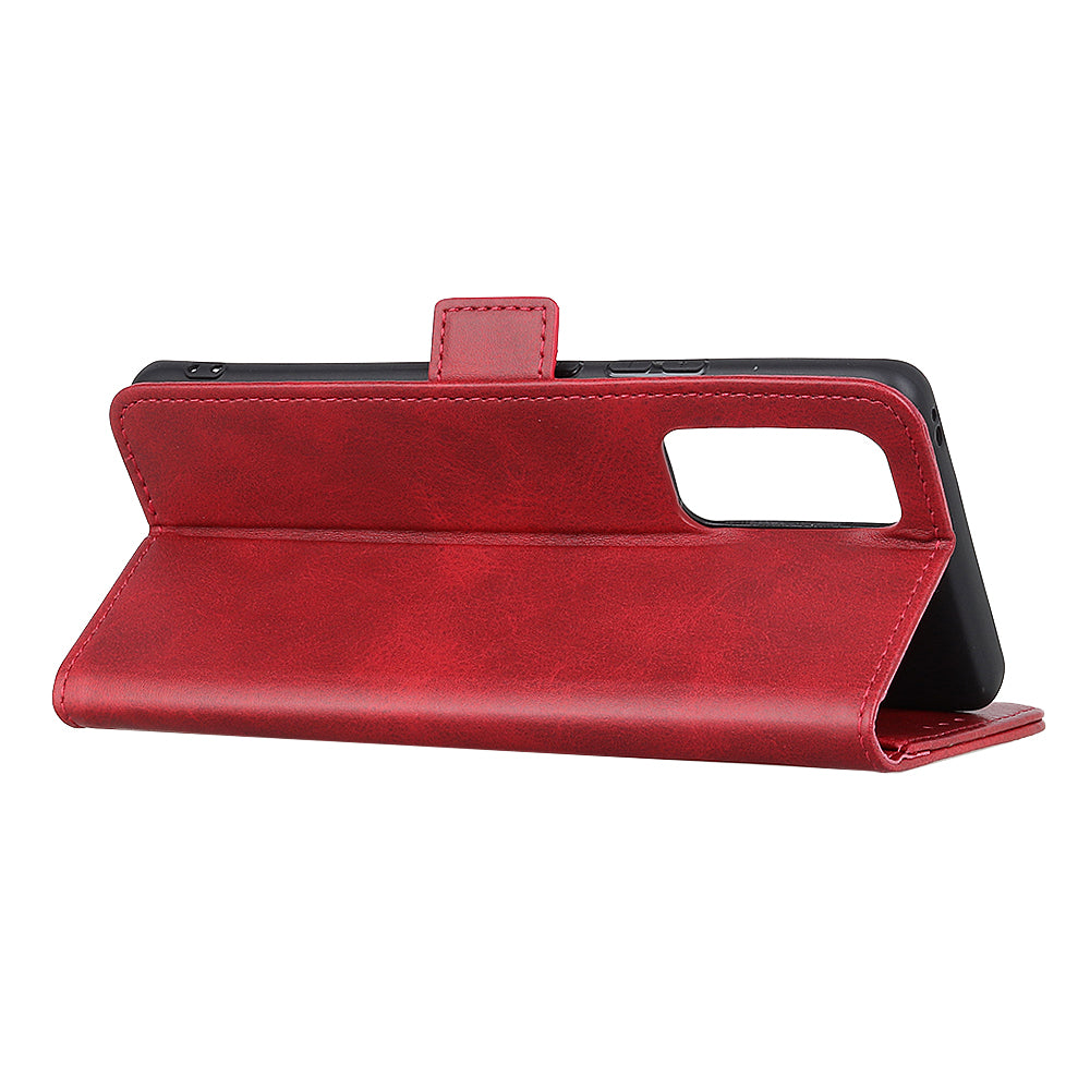 Anti-scratch Shockproof Magnetic Clasp Leather Phone Case Shell for Samsung Galaxy S20 FE 4G/5G/S20 Lite/S20 FE 2022 - Red