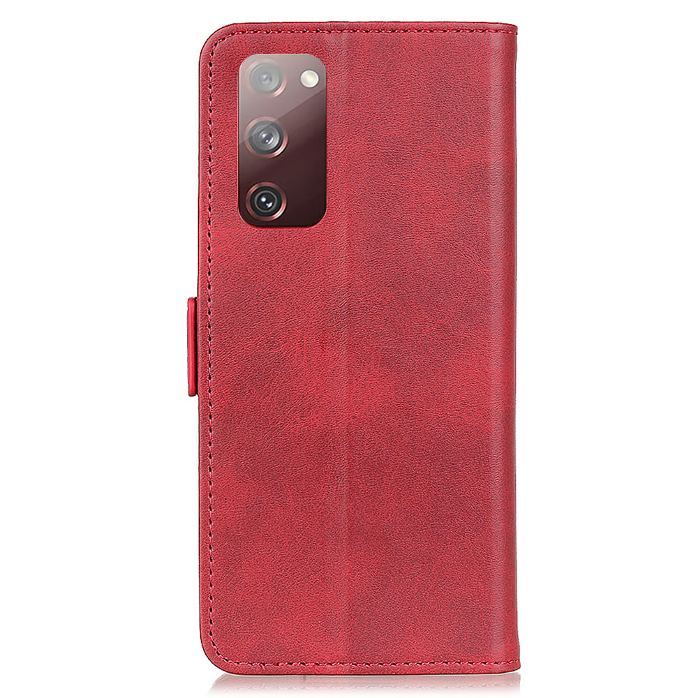 Anti-scratch Shockproof Magnetic Clasp Leather Phone Case Shell for Samsung Galaxy S20 FE 4G/5G/S20 Lite/S20 FE 2022 - Red