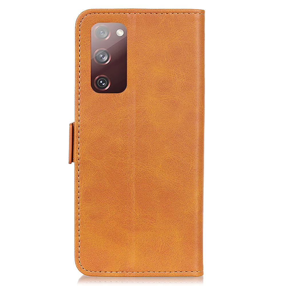 Anti-scratch Shockproof Magnetic Clasp Leather Phone Case Shell for Samsung Galaxy S20 FE 4G/5G/S20 Lite/S20 FE 2022 - Brown