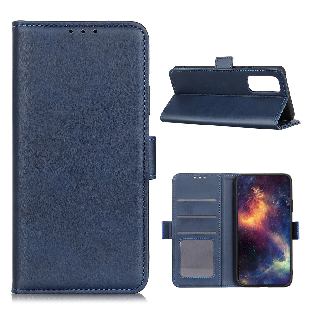 Anti-scratch Shockproof Magnetic Clasp Leather Phone Case Shell for Samsung Galaxy S20 FE 4G/5G/S20 Lite/S20 FE 2022 - Blue