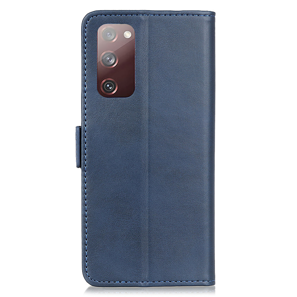 Anti-scratch Shockproof Magnetic Clasp Leather Phone Case Shell for Samsung Galaxy S20 FE 4G/5G/S20 Lite/S20 FE 2022 - Blue