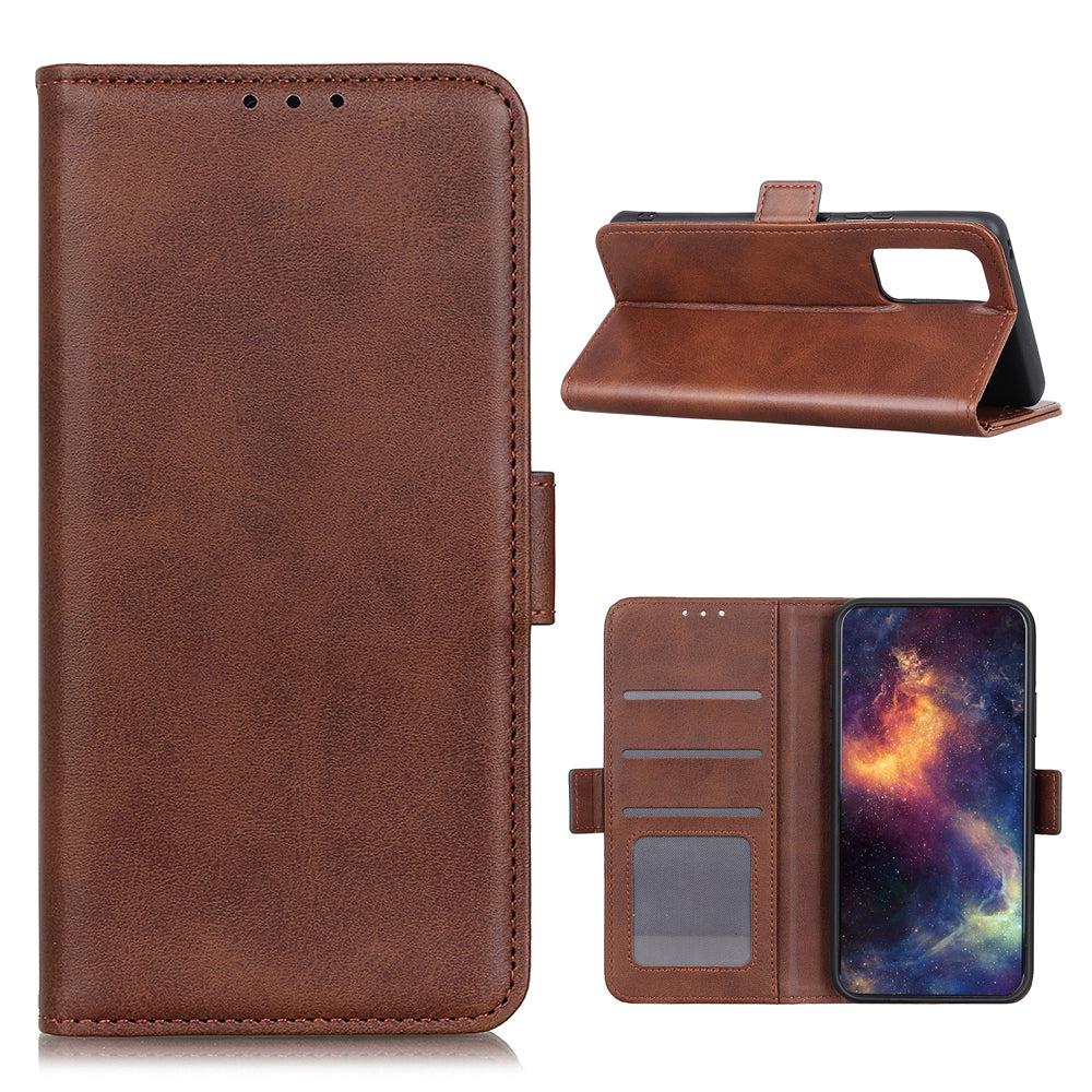 Anti-scratch Shockproof Magnetic Clasp Leather Phone Case Shell for Samsung Galaxy S20 FE 4G/5G/S20 Lite/S20 FE 2022 - Coffee