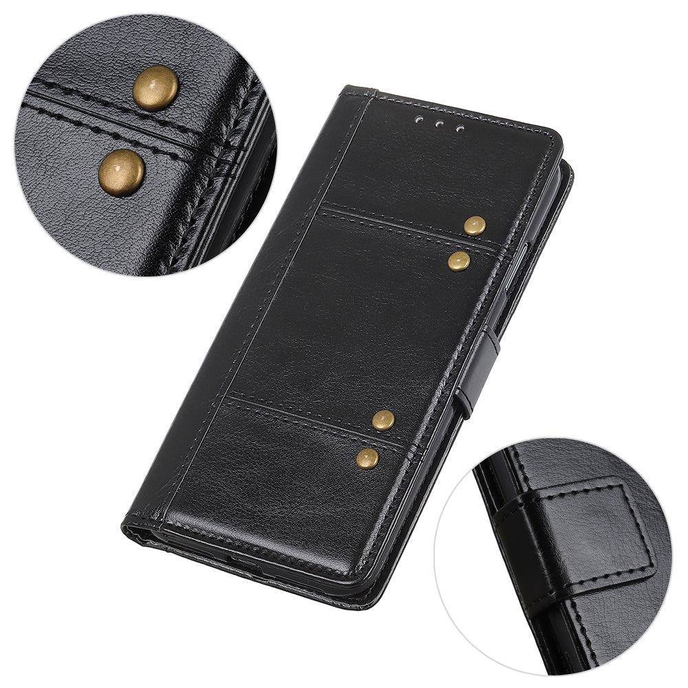 Rivet Decor Crazy Horse Texture Shell Leather Cover for Samsung Galaxy S20 FE/S20 Fan Edition/S20 FE 5G/S20 Fan Edition 5G/S20 Lite/S20 Lite - Black