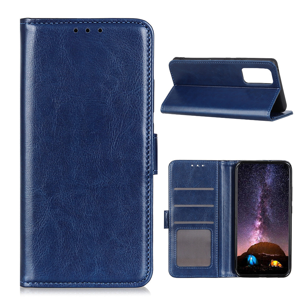 Crazy Horse Texture Leather Wallet Cell Phone Shell Smart Phone Case Bag for Samsung Galaxy S20 FE/S20 Fan Edition/S20 FE 5G/S20 Fan Edition 5G/S20 Lite/S20 Lite - Blue