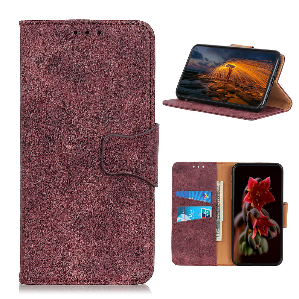 Retro Style Split Leather Shell for Samsung Galaxy S20 FE/S20 Fan Edition/S20 FE 5G/S20 Fan Edition 5G/S20 Lite - Wine Red