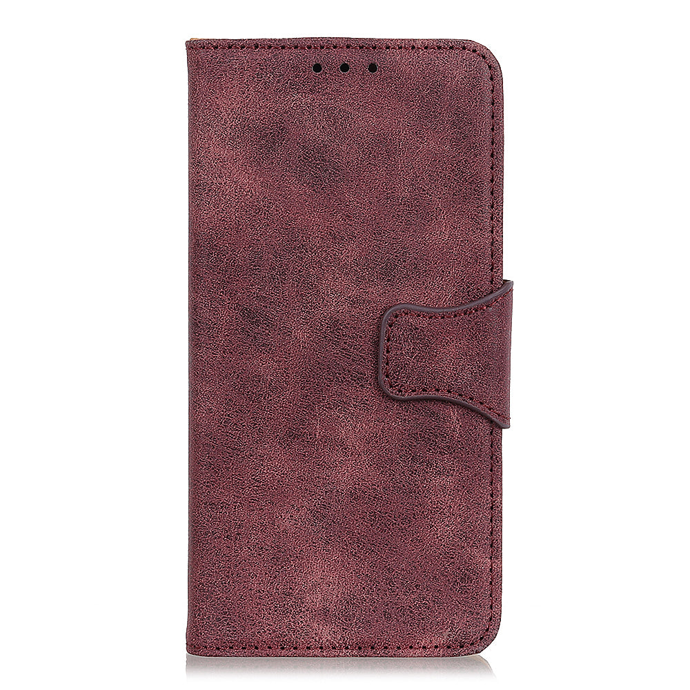 Retro Style Split Leather Shell for Samsung Galaxy S20 FE/S20 Fan Edition/S20 FE 5G/S20 Fan Edition 5G/S20 Lite - Wine Red