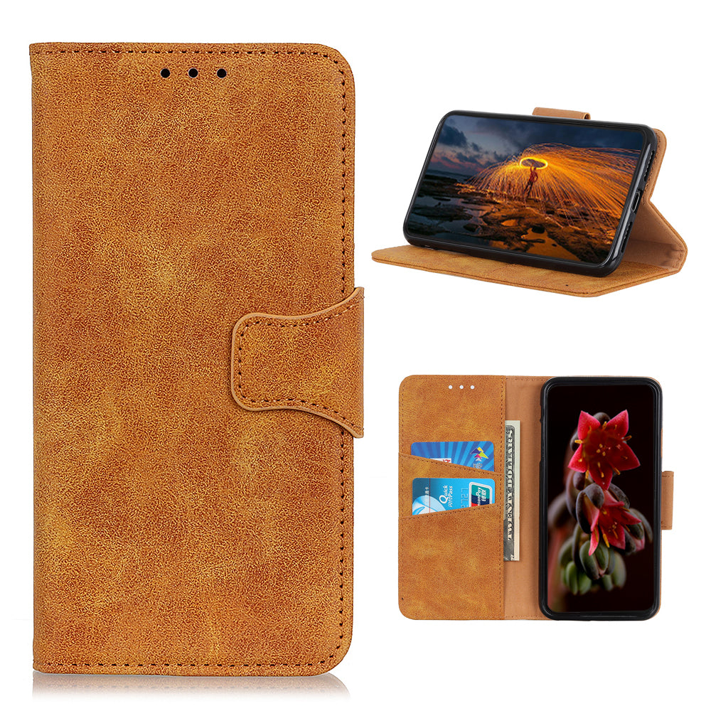 Retro Style Split Leather Shell for Samsung Galaxy S20 FE/S20 Fan Edition/S20 FE 5G/S20 Fan Edition 5G/S20 Lite - Brown