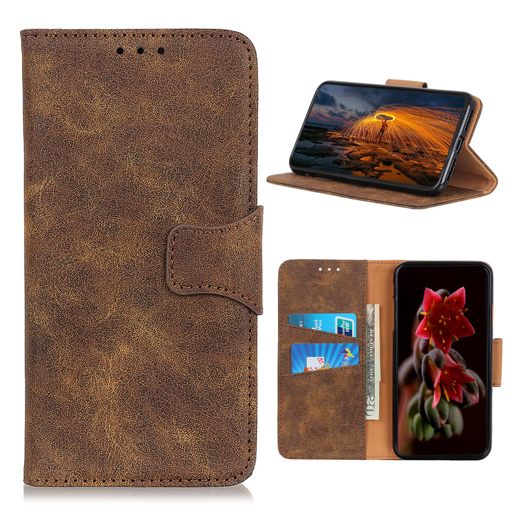 Retro Style Split Leather Shell for Samsung Galaxy S20 FE/S20 Fan Edition/S20 FE 5G/S20 Fan Edition 5G/S20 Lite - Coffee