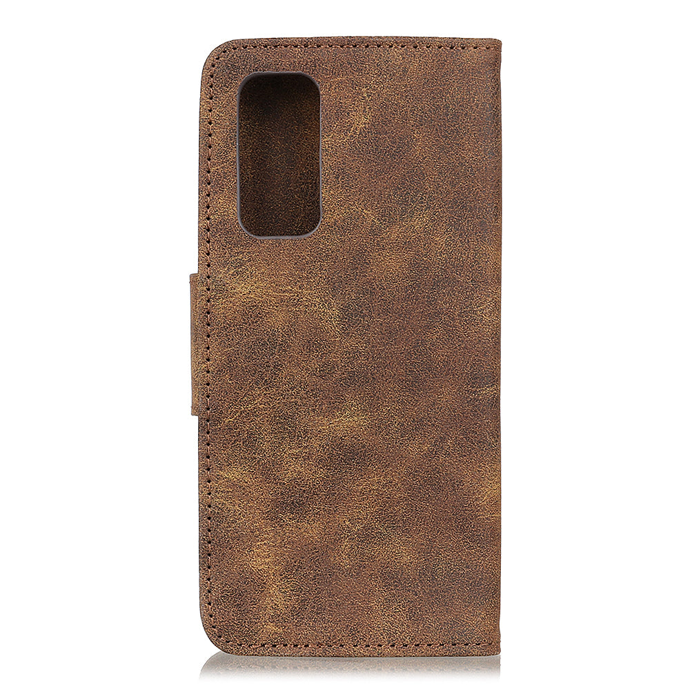 Retro Style Split Leather Shell for Samsung Galaxy S20 FE/S20 Fan Edition/S20 FE 5G/S20 Fan Edition 5G/S20 Lite - Coffee