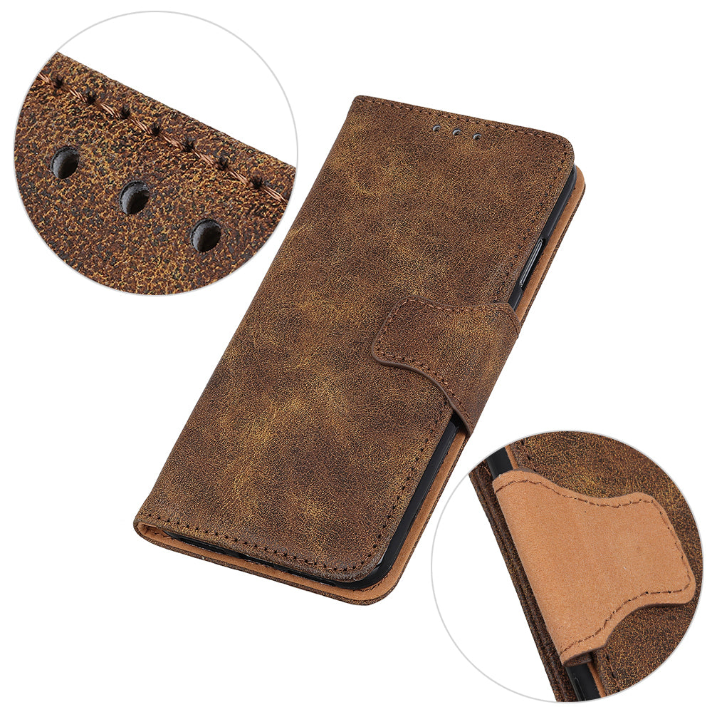 Retro Style Split Leather Shell for Samsung Galaxy S20 FE/S20 Fan Edition/S20 FE 5G/S20 Fan Edition 5G/S20 Lite - Coffee