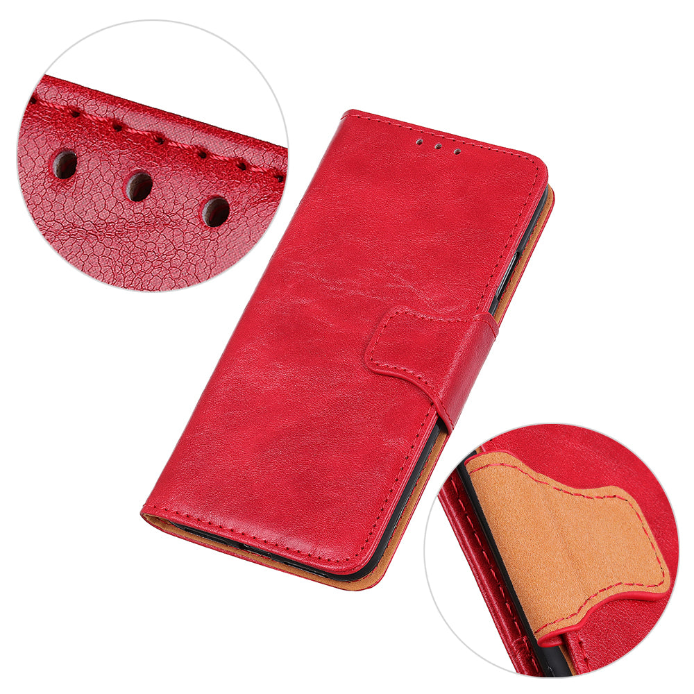 Crazy Horse Skin Split Leather Protective Shell for Samsung Galaxy S20 FE/S20 Fan Edition/S20 FE 5G/S20 Fan Edition 5G/S20 Lite/Fan Edition - Red