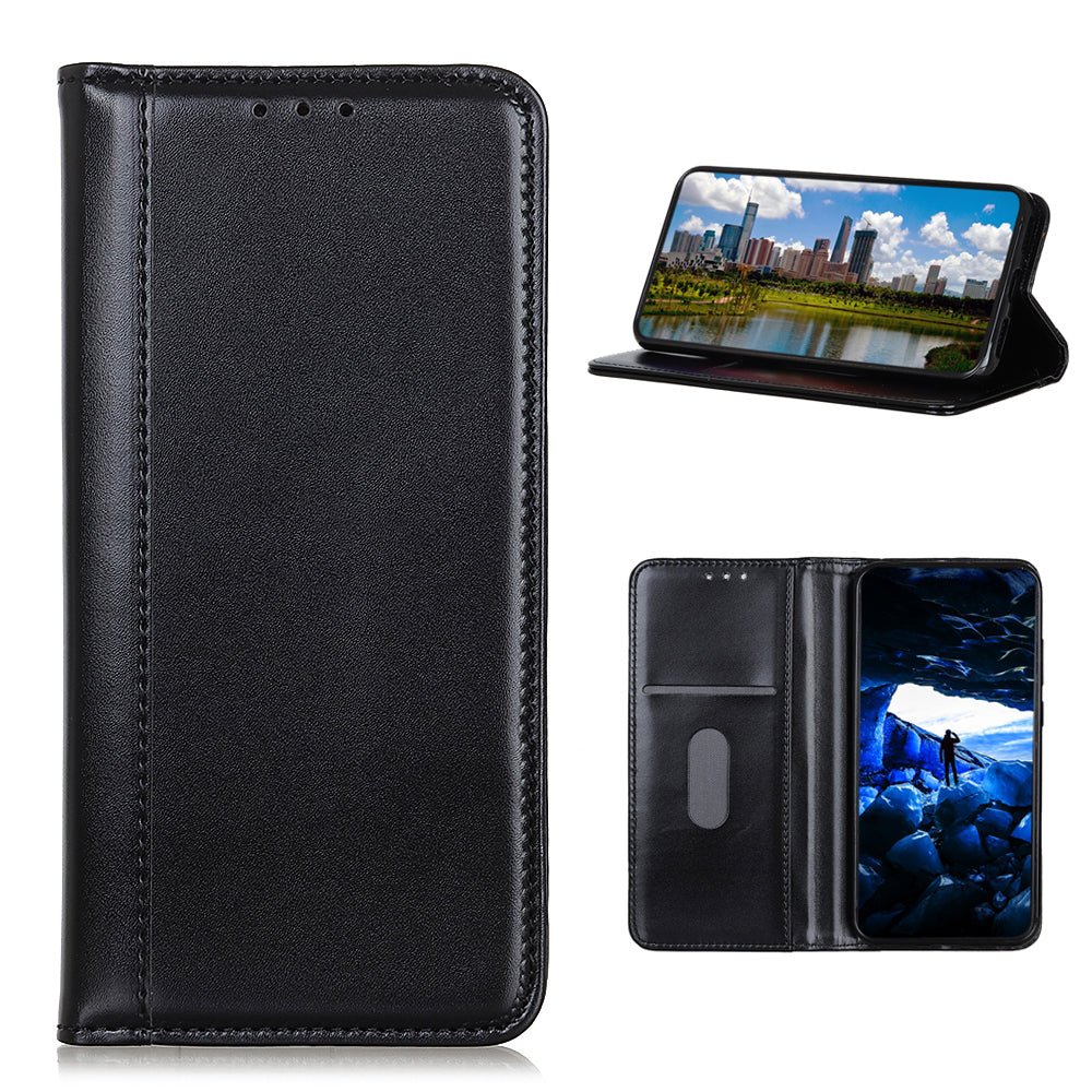 Auto-absorbed Split Leather with Wallet Case for Samsung Galaxy S20 FE/S20 Fan Edition/S20 FE 5G/S20 Fan Edition 5G/S20 Lite - Black