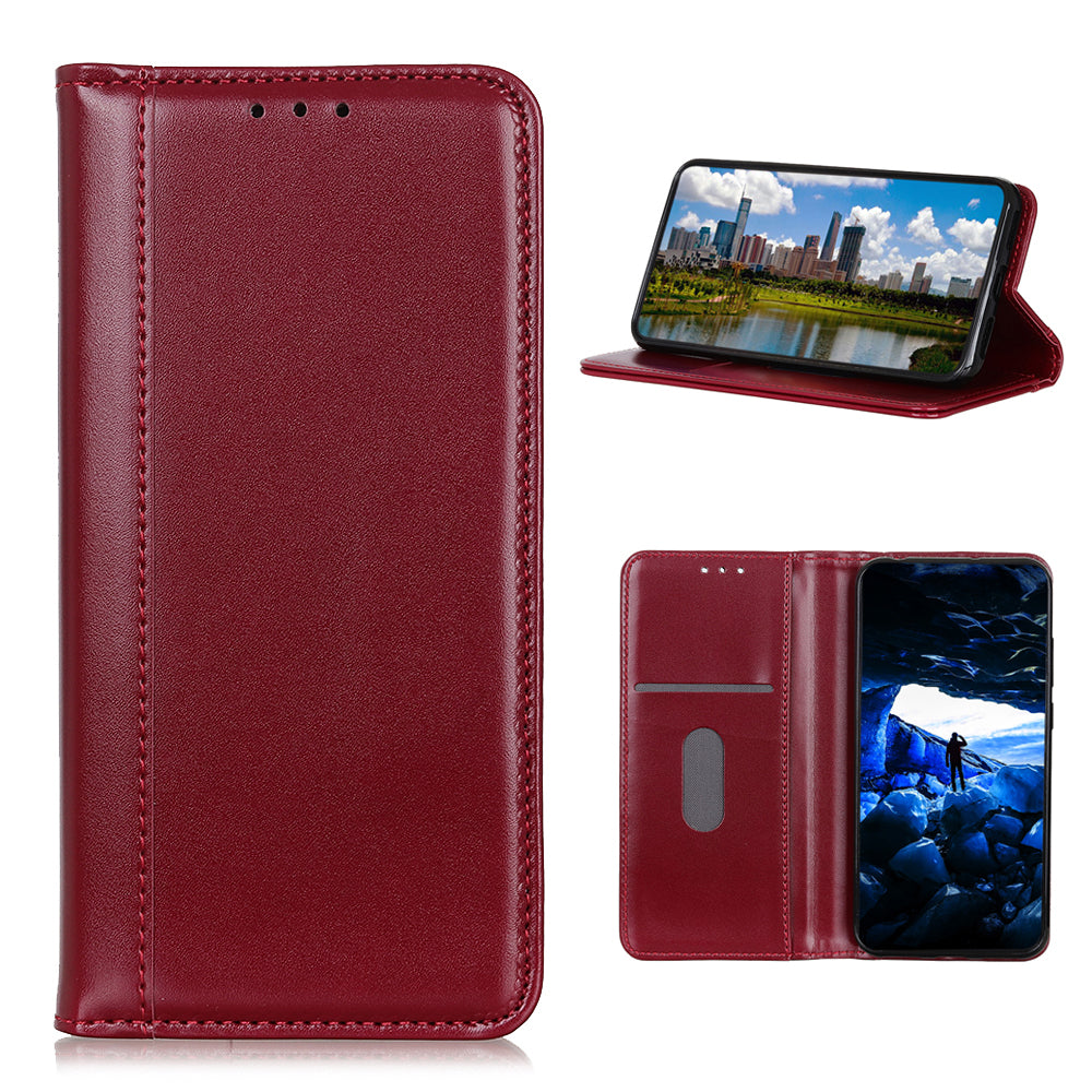 Auto-absorbed Split Leather with Wallet Case for Samsung Galaxy S20 FE/S20 Fan Edition/S20 FE 5G/S20 Fan Edition 5G/S20 Lite - Red