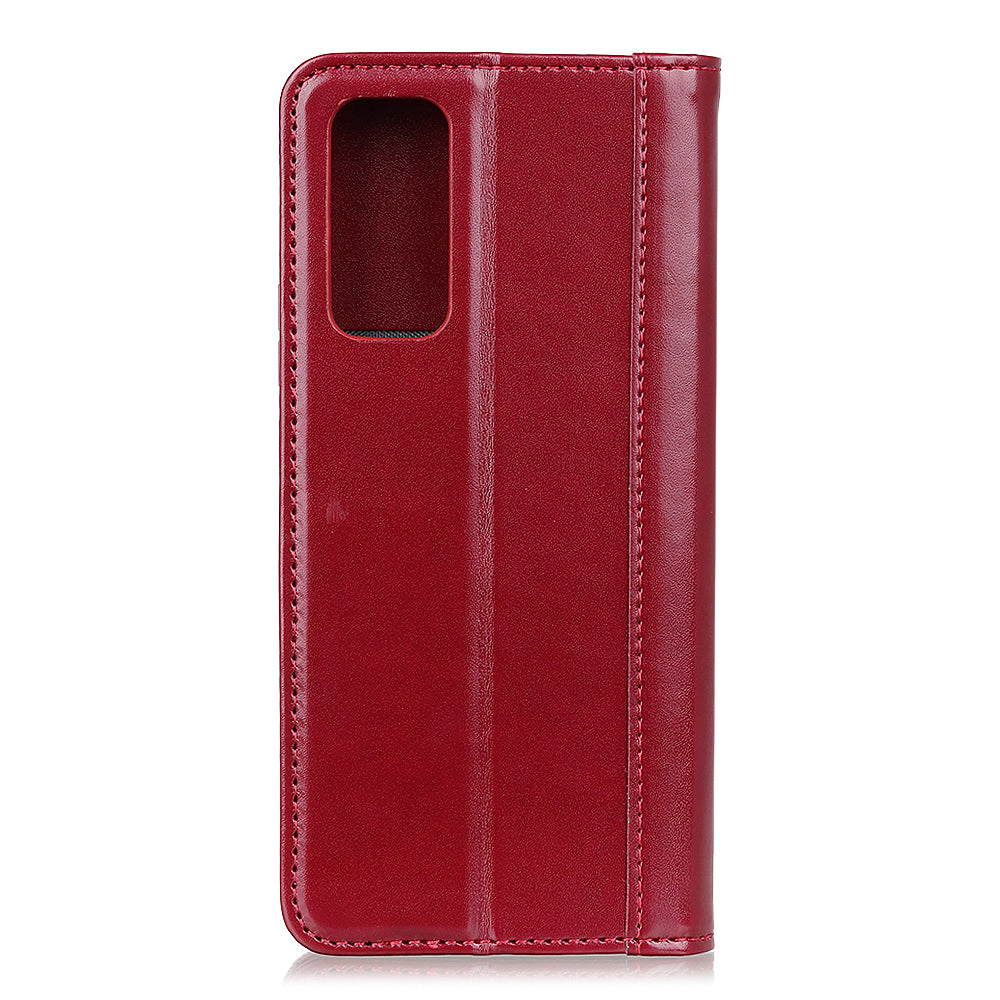 Auto-absorbed Split Leather with Wallet Case for Samsung Galaxy S20 FE/S20 Fan Edition/S20 FE 5G/S20 Fan Edition 5G/S20 Lite - Red