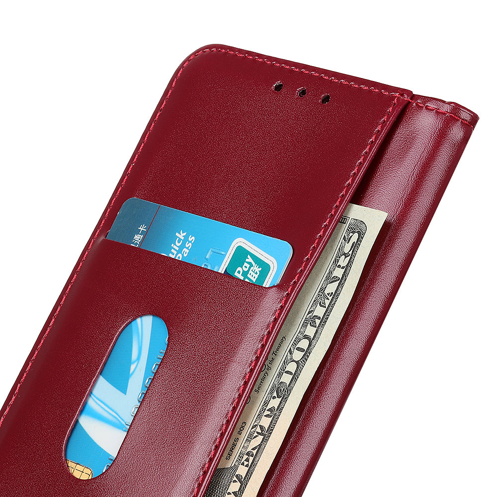 Auto-absorbed Split Leather with Wallet Case for Samsung Galaxy S20 FE/S20 Fan Edition/S20 FE 5G/S20 Fan Edition 5G/S20 Lite - Red