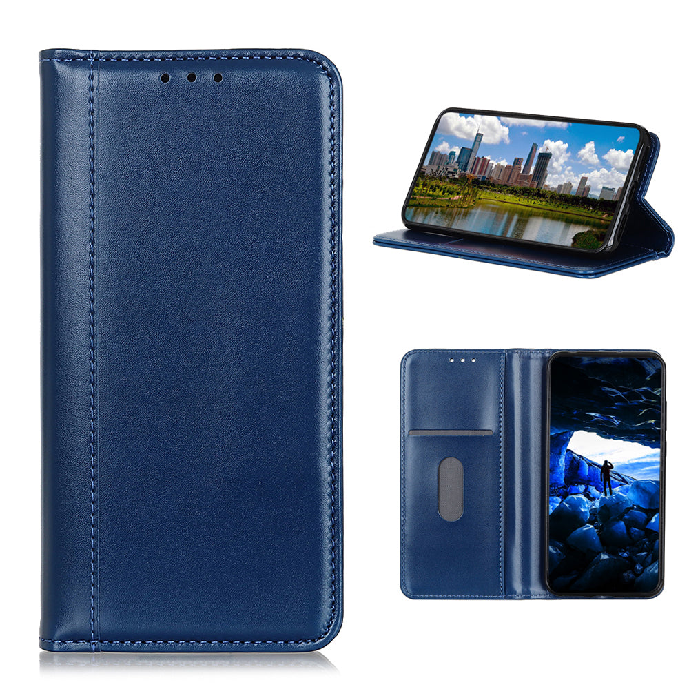 Auto-absorbed Split Leather with Wallet Case for Samsung Galaxy S20 FE/S20 Fan Edition/S20 FE 5G/S20 Fan Edition 5G/S20 Lite - Blue