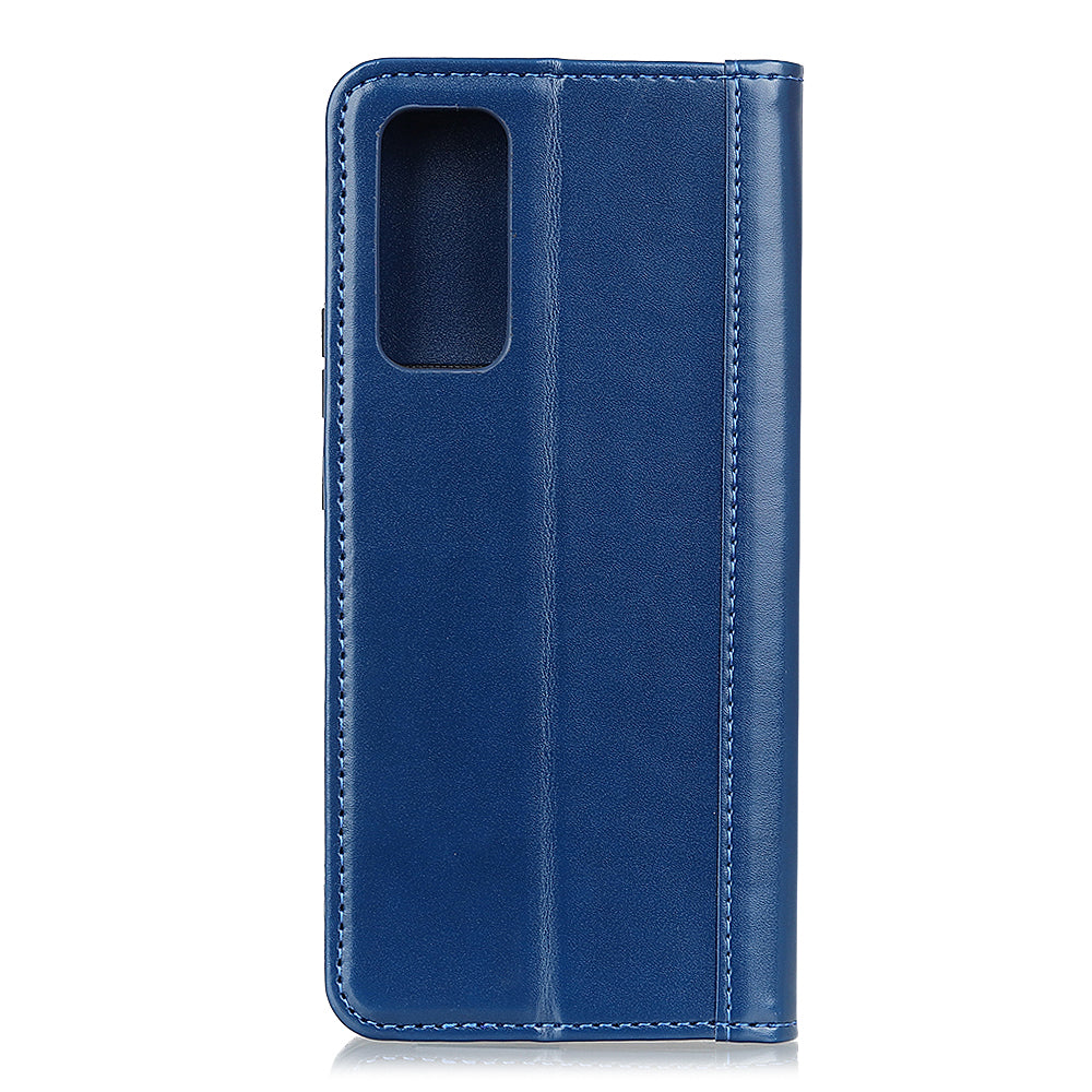 Auto-absorbed Split Leather with Wallet Case for Samsung Galaxy S20 FE/S20 Fan Edition/S20 FE 5G/S20 Fan Edition 5G/S20 Lite - Blue