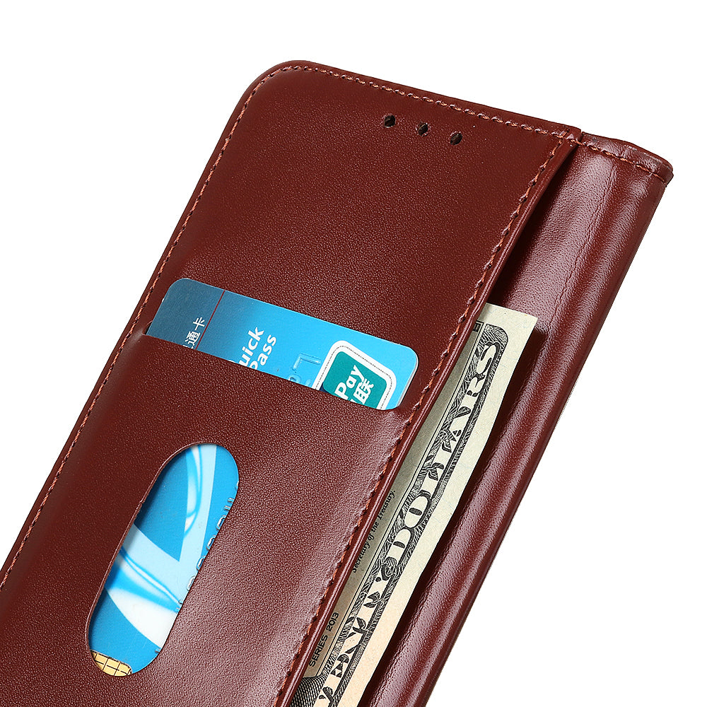 Auto-absorbed Split Leather with Wallet Case for Samsung Galaxy S20 FE/S20 Fan Edition/S20 FE 5G/S20 Fan Edition 5G/S20 Lite - Brown