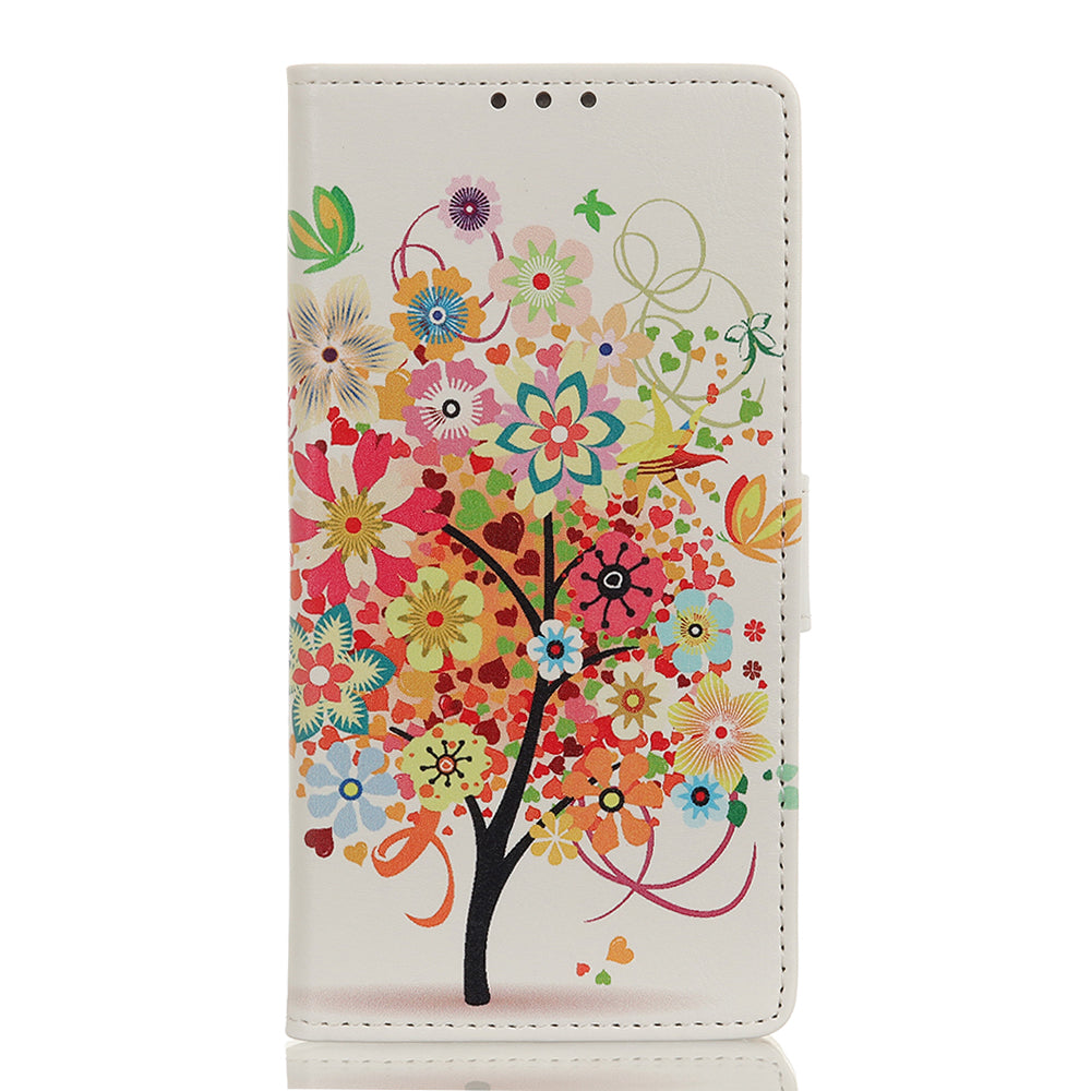 For Samsung Galaxy S20 FE/S20 Fan Edition/S20 FE 5G/S20 Fan Edition 5G/S20 Lite/S20 Lite Phone Case Pattern Printing PU Leather Shockproof Cover with Stand Wallet - Colorful Flowers Tree