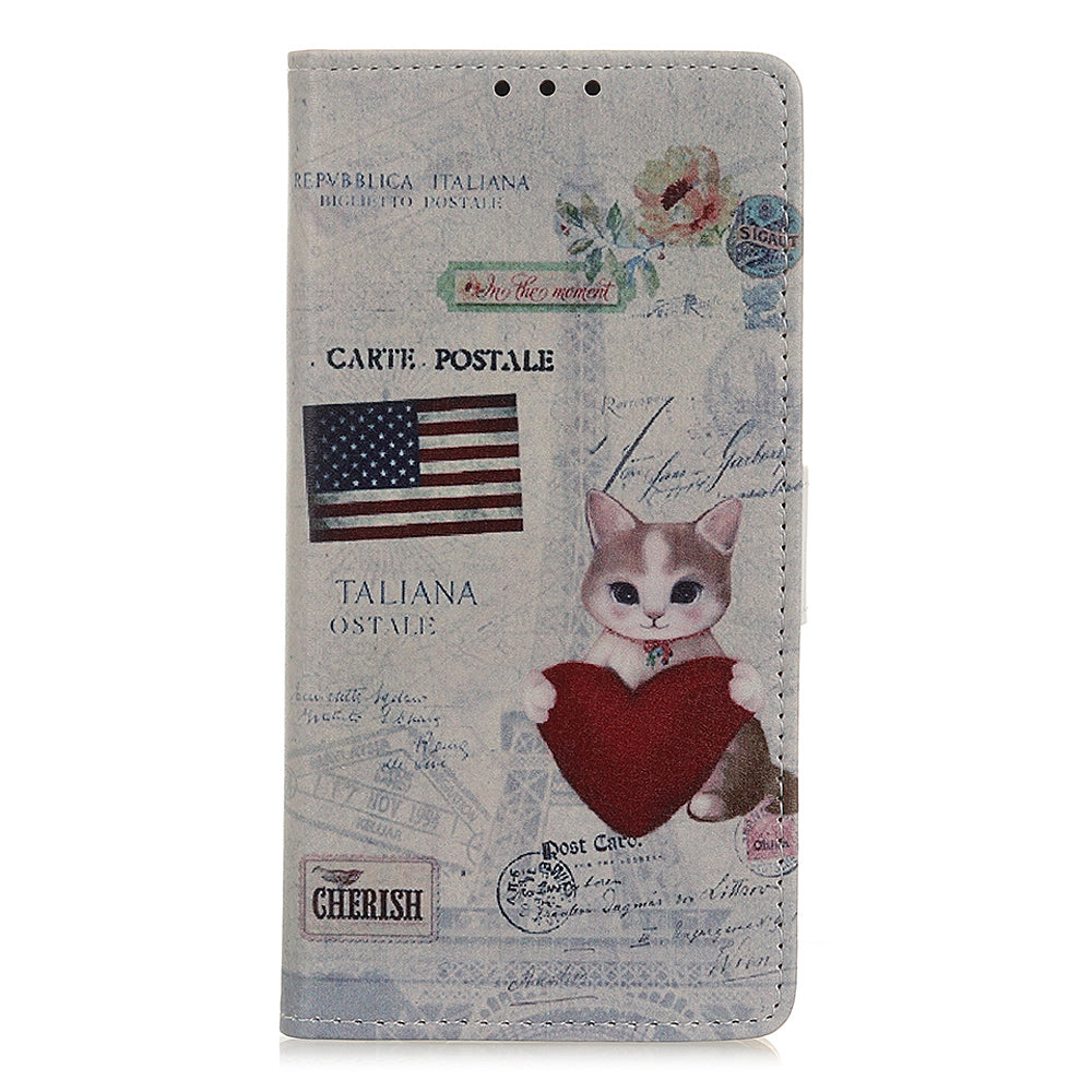 For Samsung Galaxy S20 FE/S20 Fan Edition/S20 FE 5G/S20 Fan Edition 5G/S20 Lite/S20 Lite Phone Case Pattern Printing PU Leather Shockproof Cover with Stand Wallet - Cat Holding Heart