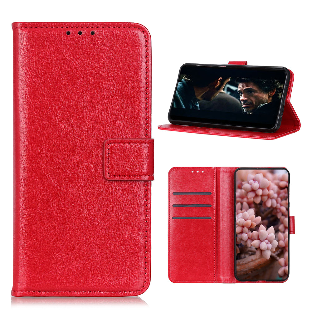 Crazy Horse Surface Leather with Wallet Case for Samsung Galaxy S20 FE/S20 Fan Edition/S20 FE 5G/S20 Fan Edition 5G - Red