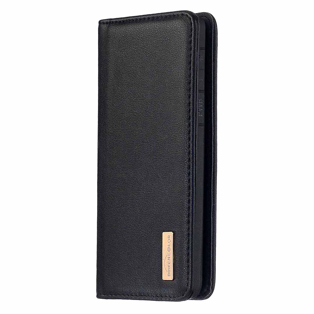 Detachable 2-in-1 Genuine Leather Wallet Stand Case for Samsung Galaxy S20 Plus / S20 Plus 5G - Black