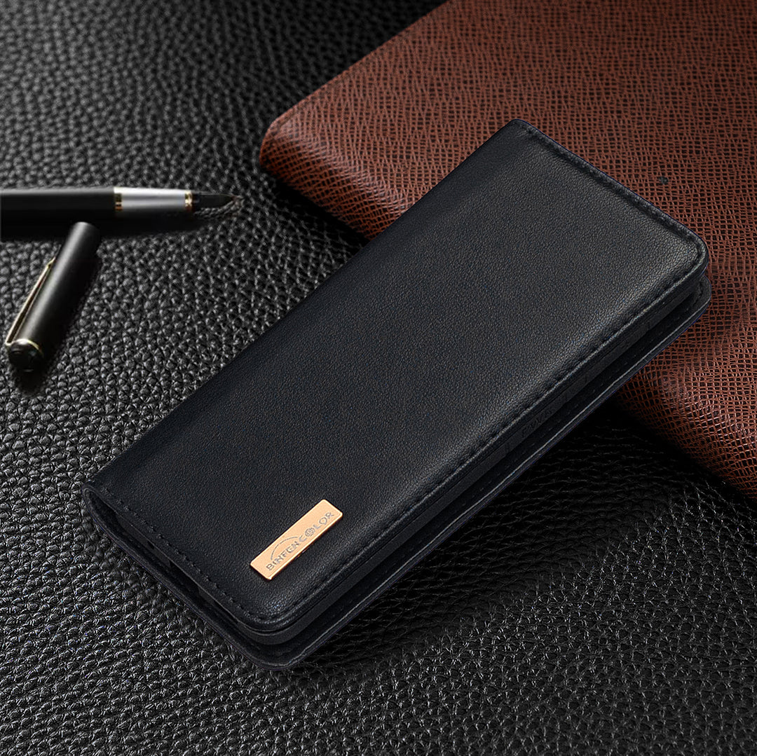 Detachable 2-in-1 Genuine Leather Wallet Stand Case for Samsung Galaxy S20 Plus / S20 Plus 5G - Black