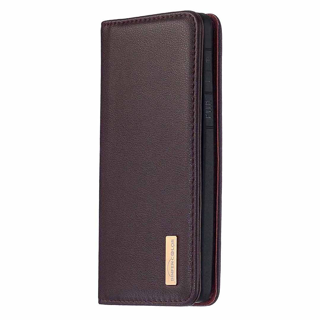 Detachable 2-in-1 Genuine Leather Wallet Stand Case for Samsung Galaxy S20 Plus / S20 Plus 5G - Brown