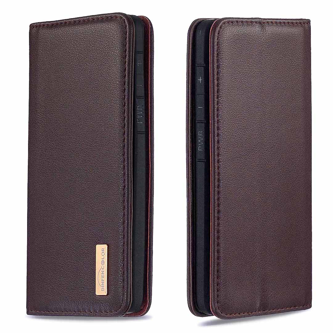 Detachable 2-in-1 Genuine Leather Wallet Stand Case for Samsung Galaxy S20 Plus / S20 Plus 5G - Brown