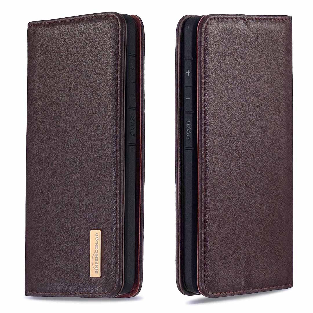 Detachable 2-in-1 Genuine Leather Wallet Stand Case for Samsung Galaxy S20 Ultra - Brown