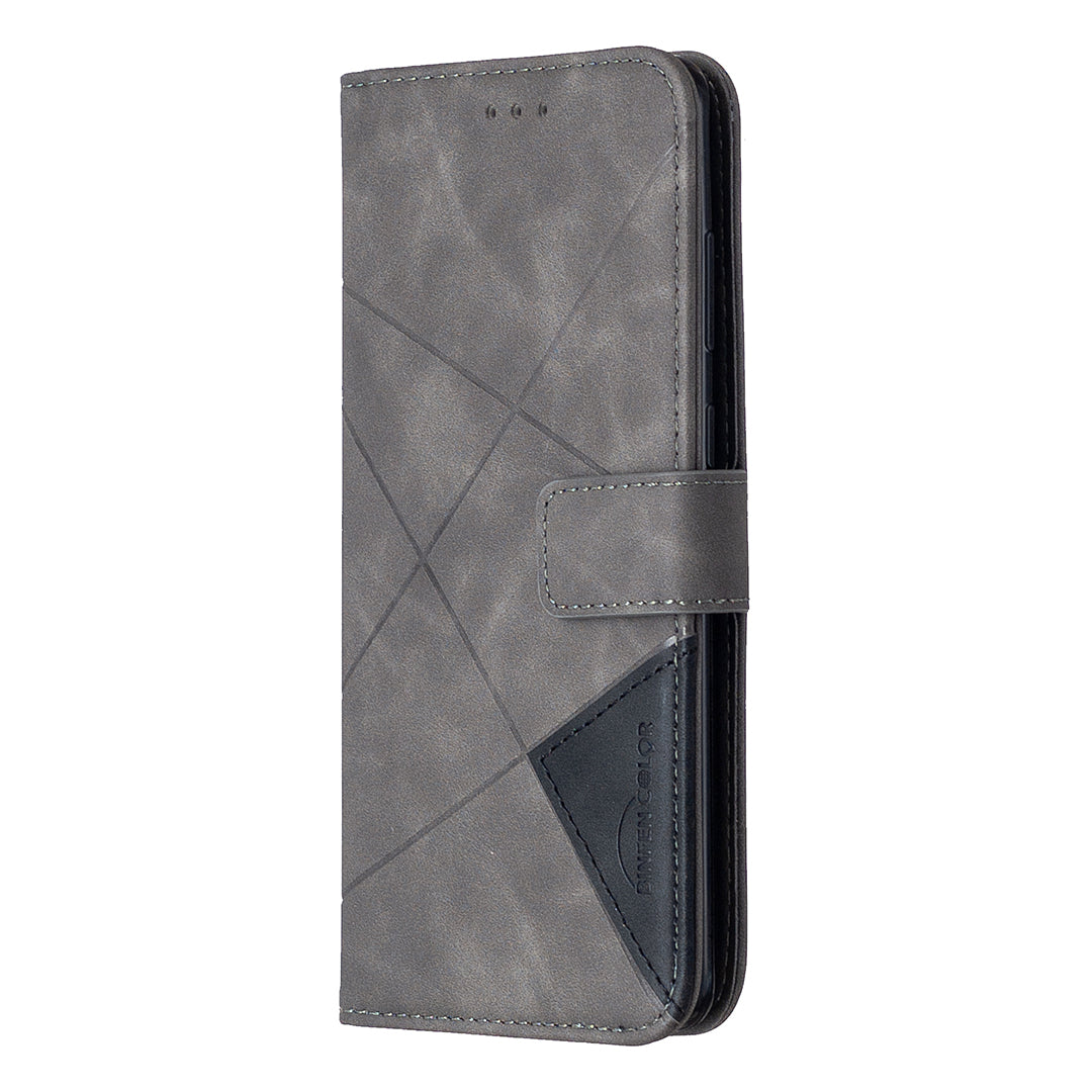 BF05 Style Geometric Texture Leather Cover for Samsung Galaxy S20 Plus - Grey