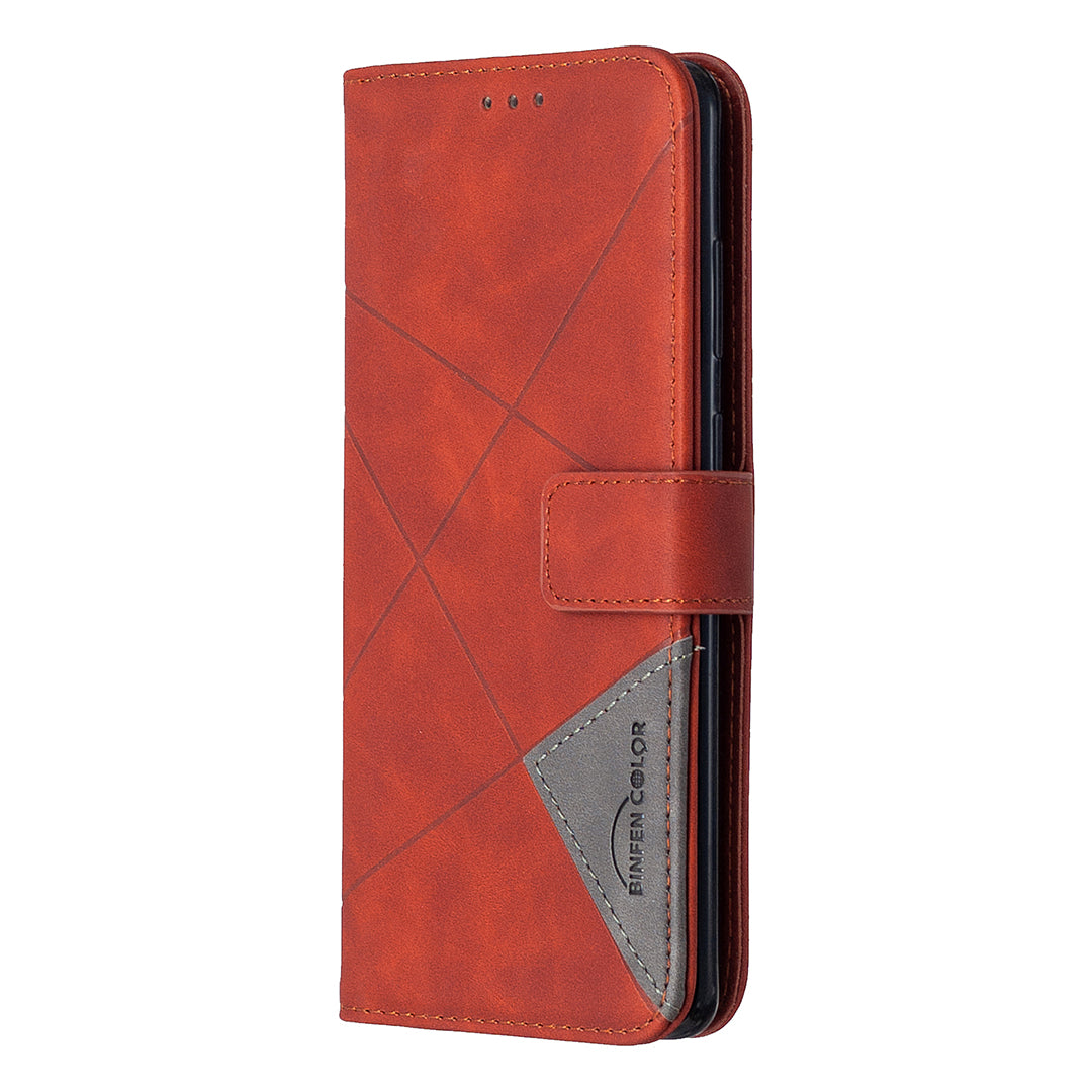 BF05 Style Geometric Texture Leather Cover for Samsung Galaxy S20 Plus - Red