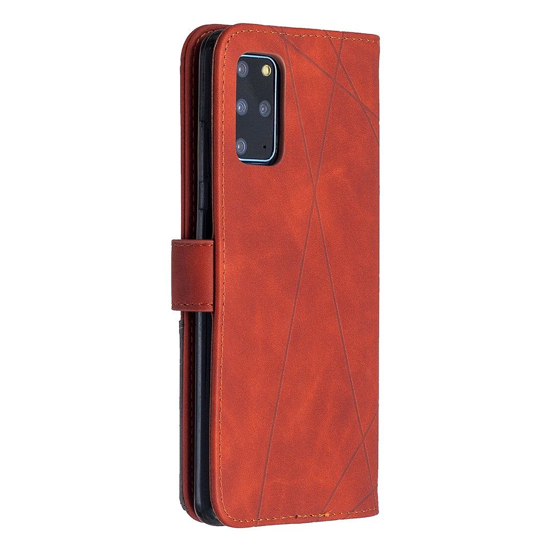 BF05 Style Geometric Texture Leather Cover for Samsung Galaxy S20 Plus - Red