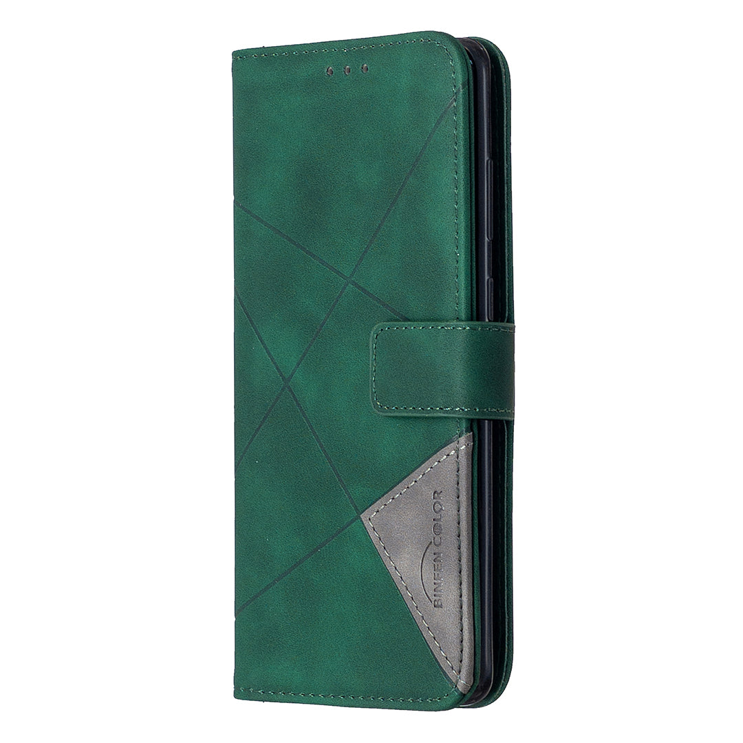 BF05 Style Geometric Texture Leather Cover for Samsung Galaxy S20 Plus - Green