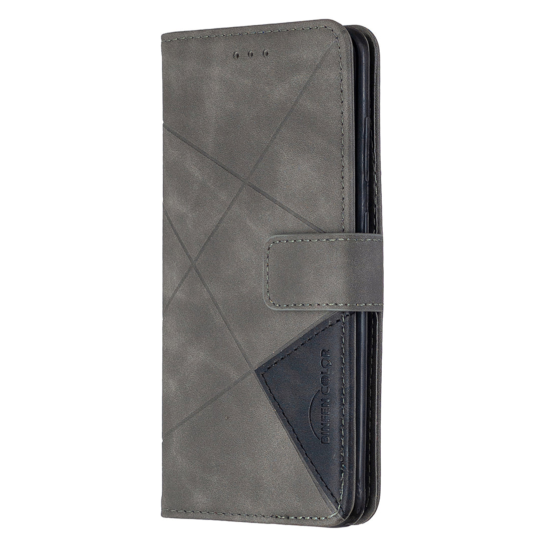 BF05 Style Geometric Texture Leather Cover for Samsung Galaxy S20 4G/S20 5G - Grey