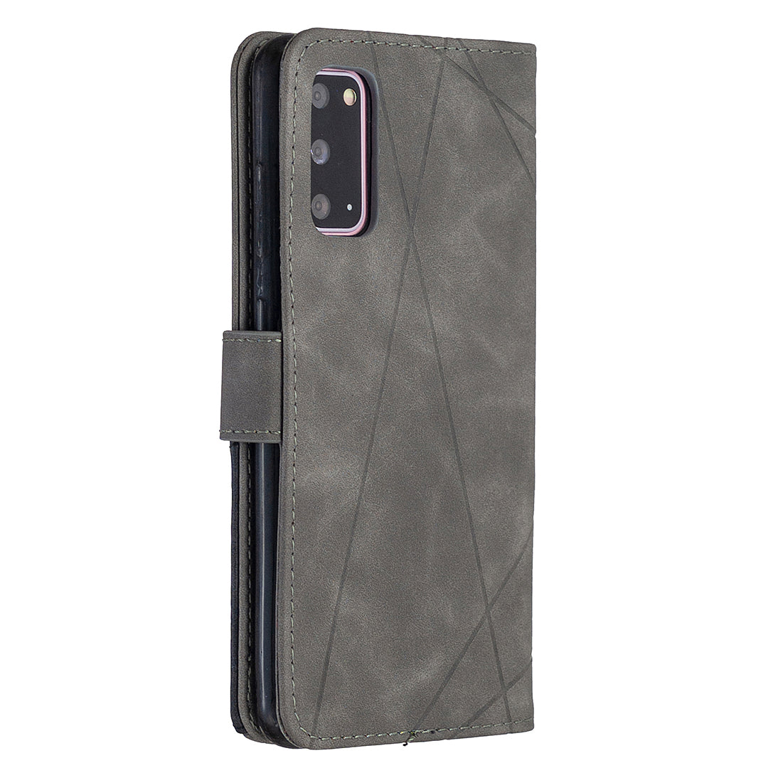 BF05 Style Geometric Texture Leather Cover for Samsung Galaxy S20 4G/S20 5G - Grey