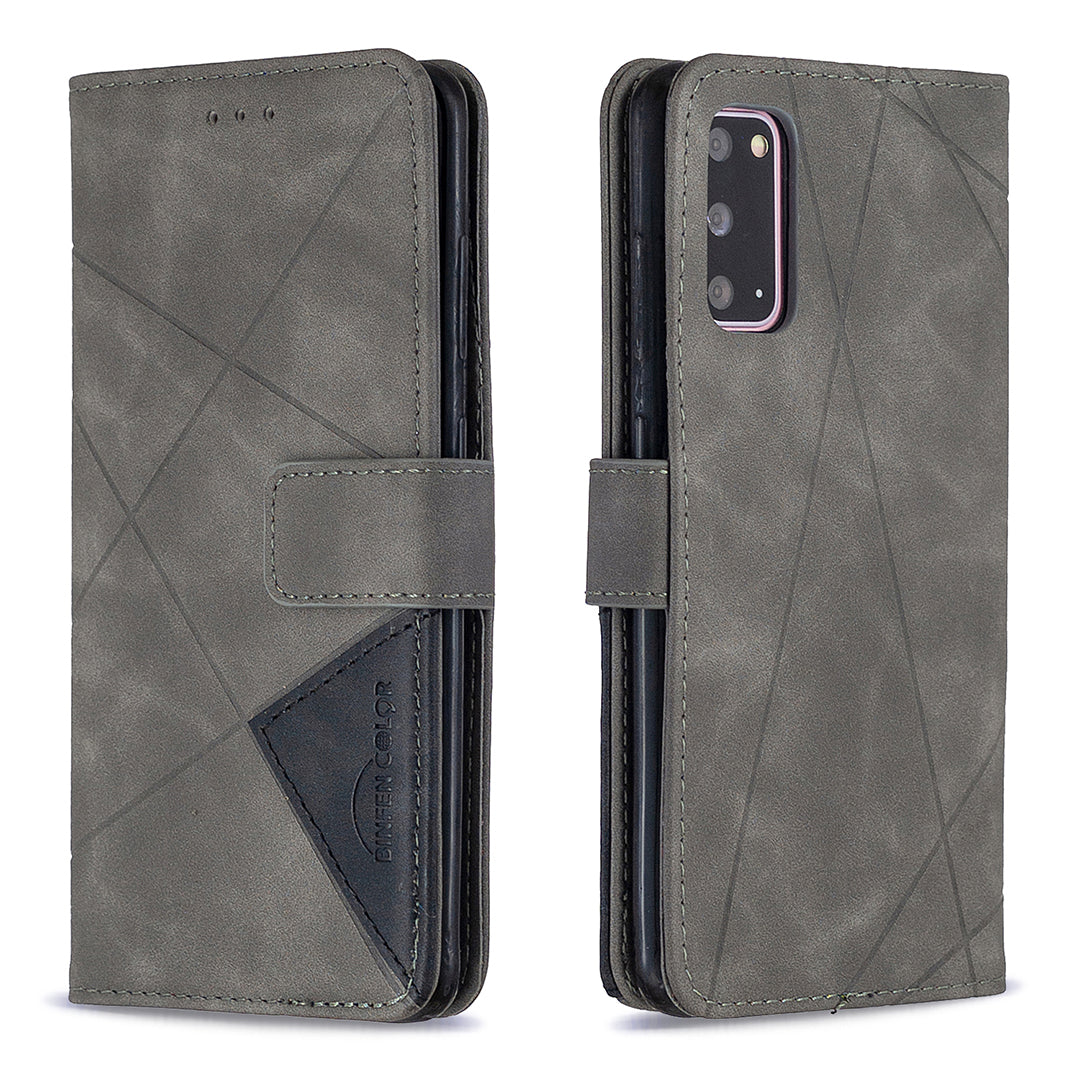 BF05 Style Geometric Texture Leather Cover for Samsung Galaxy S20 4G/S20 5G - Grey