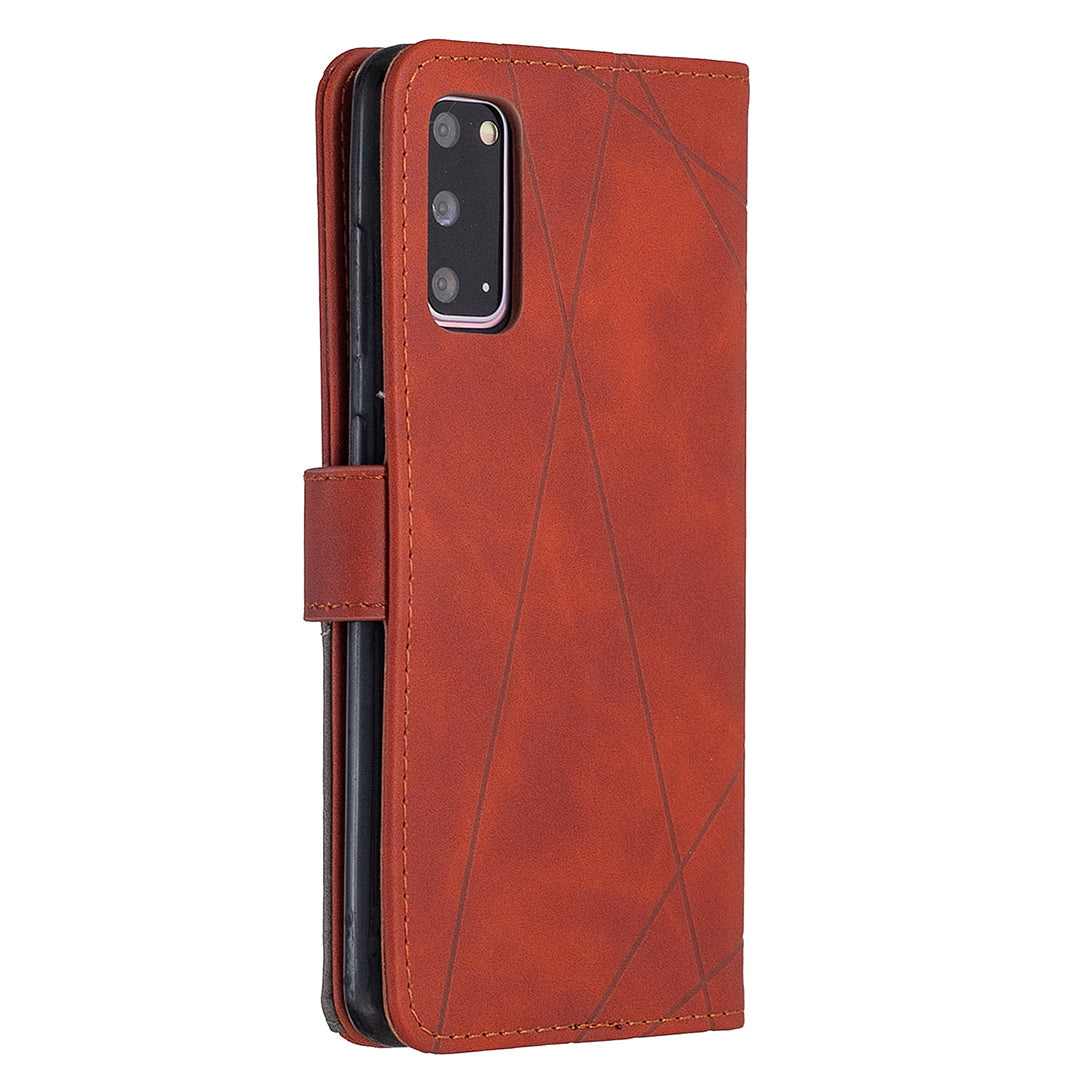 BF05 Style Geometric Texture Leather Cover for Samsung Galaxy S20 4G/S20 5G - Red