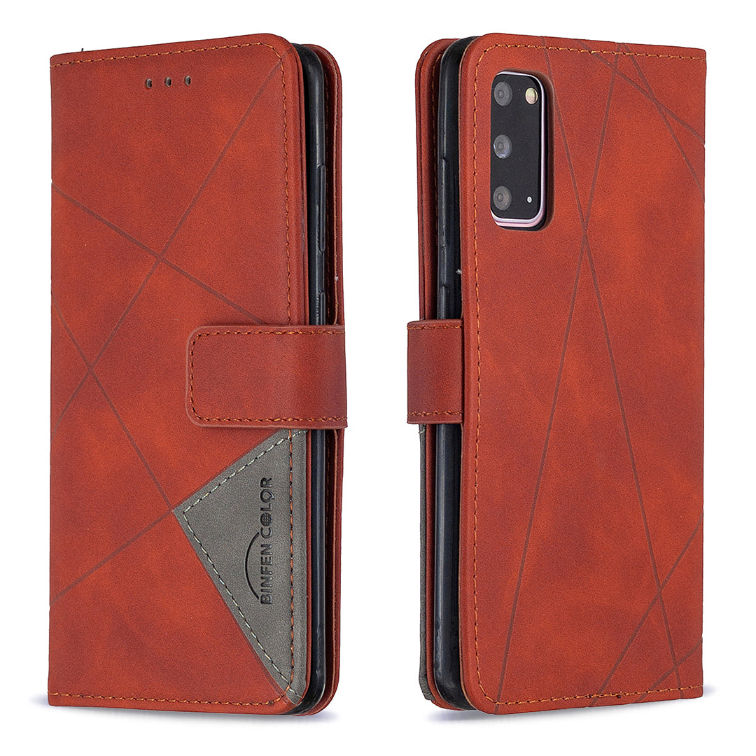 BF05 Style Geometric Texture Leather Cover for Samsung Galaxy S20 4G/S20 5G - Red