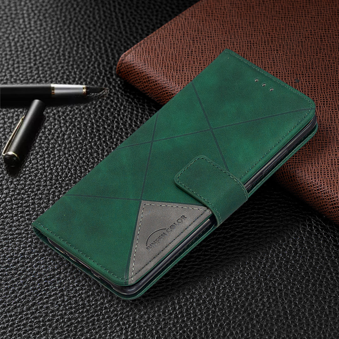 BF05 Style Geometric Texture Leather Cover for Samsung Galaxy S20 4G/S20 5G - Green