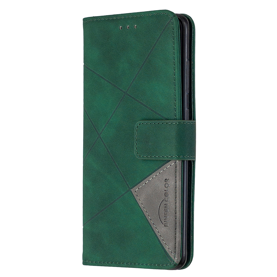 BF05 Style Geometric Texture Leather Cover for Samsung Galaxy S20 4G/S20 5G - Green