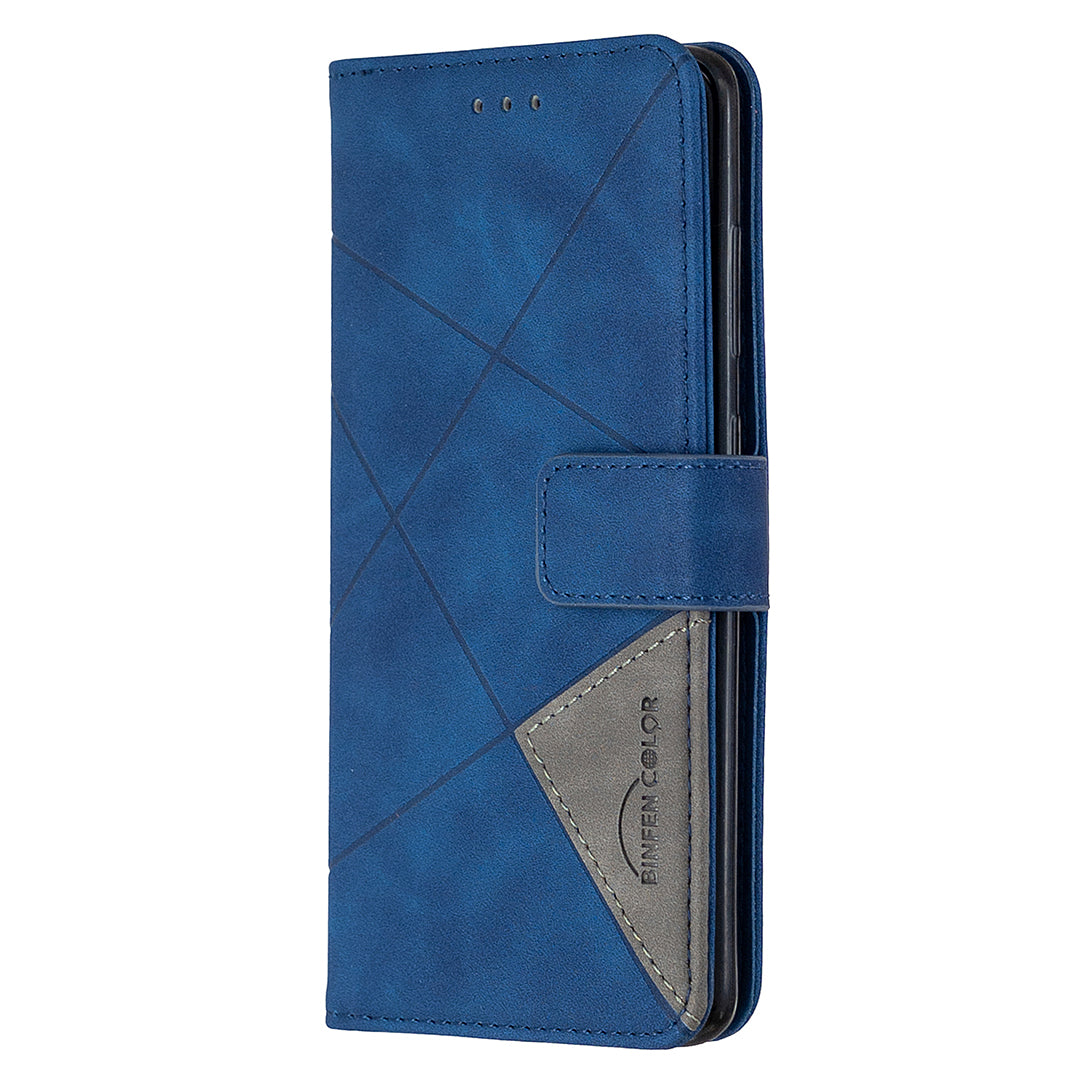 BF05 Style Geometric Texture Leather Cover for Samsung Galaxy S20 4G/S20 5G - Blue