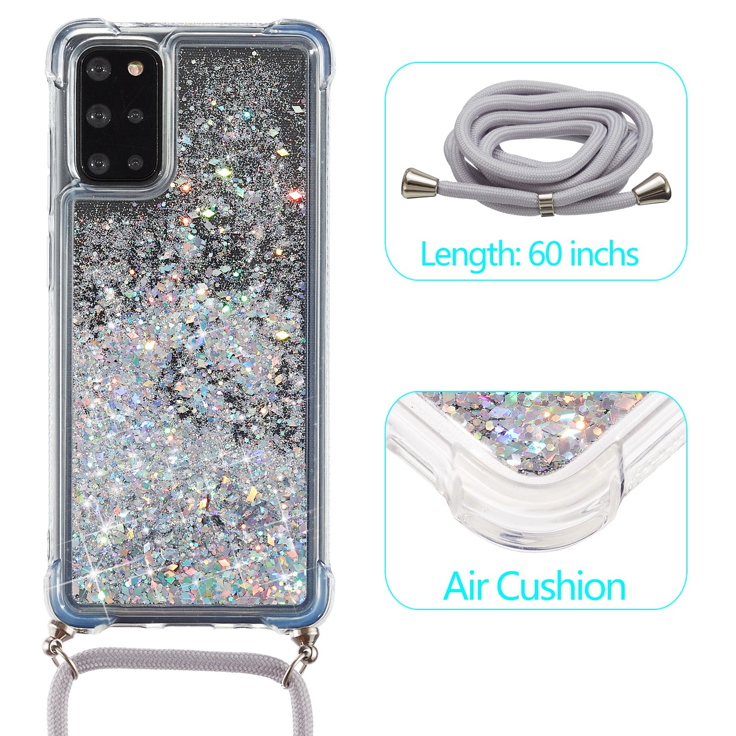 Glitter Powder Skin Quicksand Style TPU Back Case for Samsung Galaxy S20 Plus - White