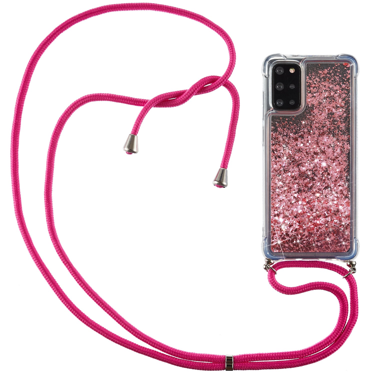 Glitter Powder Skin Quicksand Style TPU Back Case for Samsung Galaxy S20 Plus - Rose