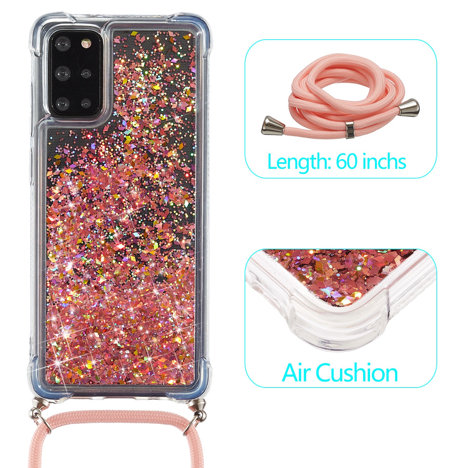 Glitter Powder Skin Quicksand Style TPU Back Case for Samsung Galaxy S20 Plus - Orange