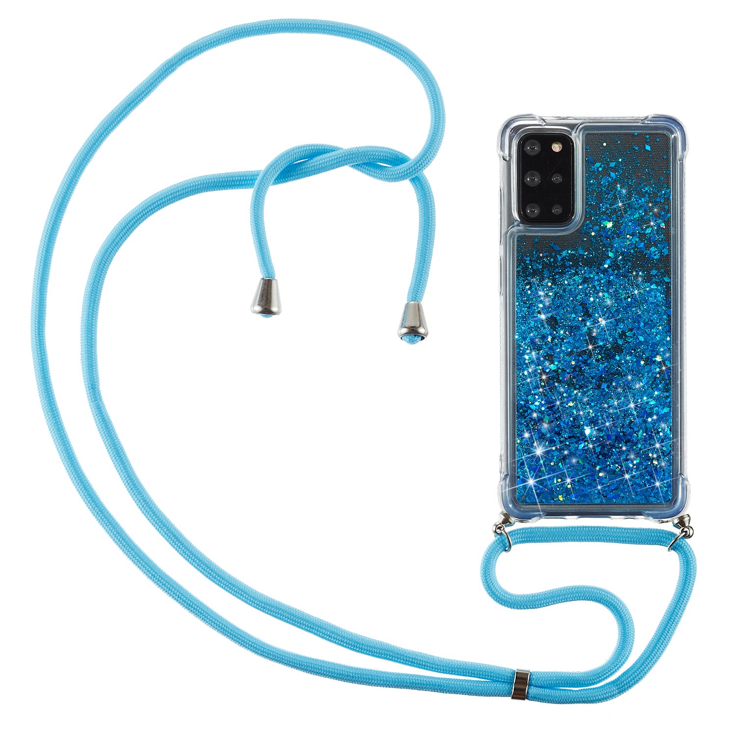 Glitter Powder Skin Quicksand Style TPU Back Case for Samsung Galaxy S20 Plus - Blue