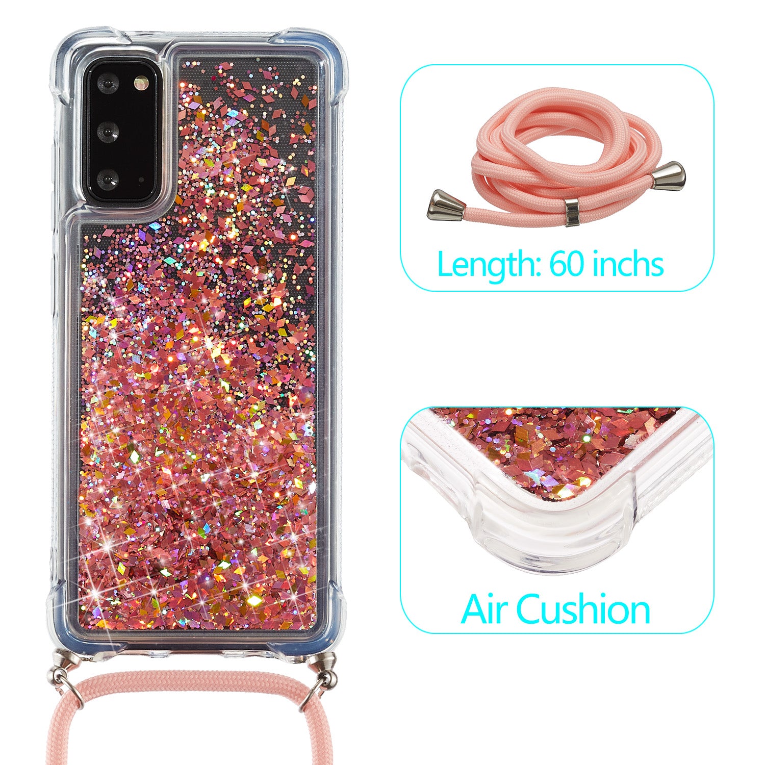 Glitter Powder Quicksand TPU Back Case for Samsung Galaxy S20 4G/S20 5G - Orange