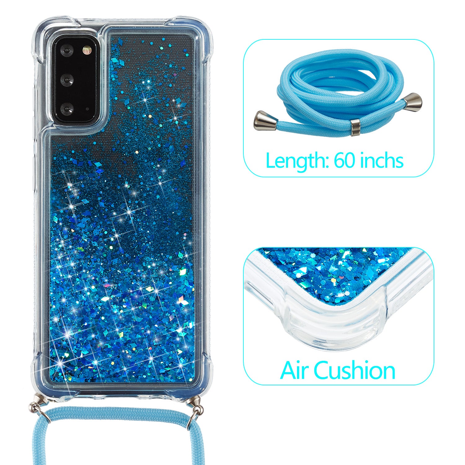 Glitter Powder Quicksand TPU Back Case for Samsung Galaxy S20 4G/S20 5G - Blue