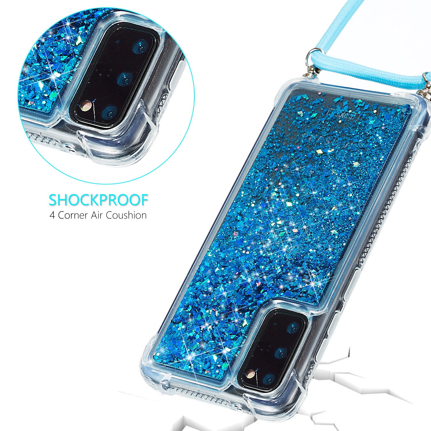 Glitter Powder Quicksand TPU Back Case for Samsung Galaxy S20 4G/S20 5G - Blue